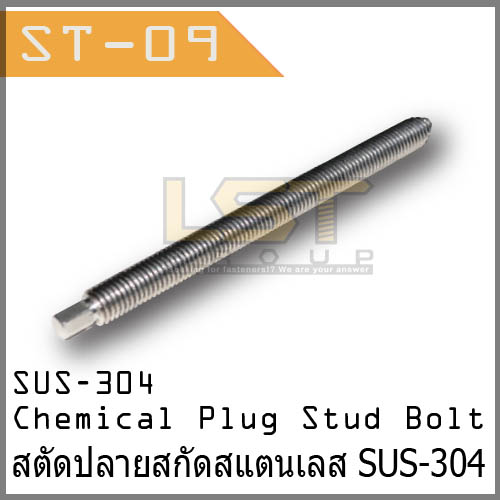 Chemical Plug Stud Bolt SUS-304 (with Nut, Flat Washer, Spring Washer)